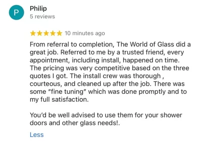 Shower Glass Installation